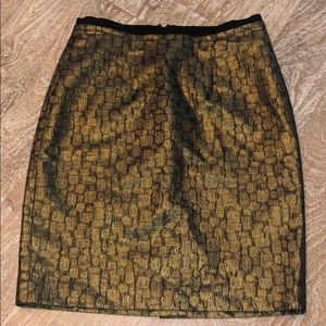Ann Taylor loft petites 0P skirt gold and black